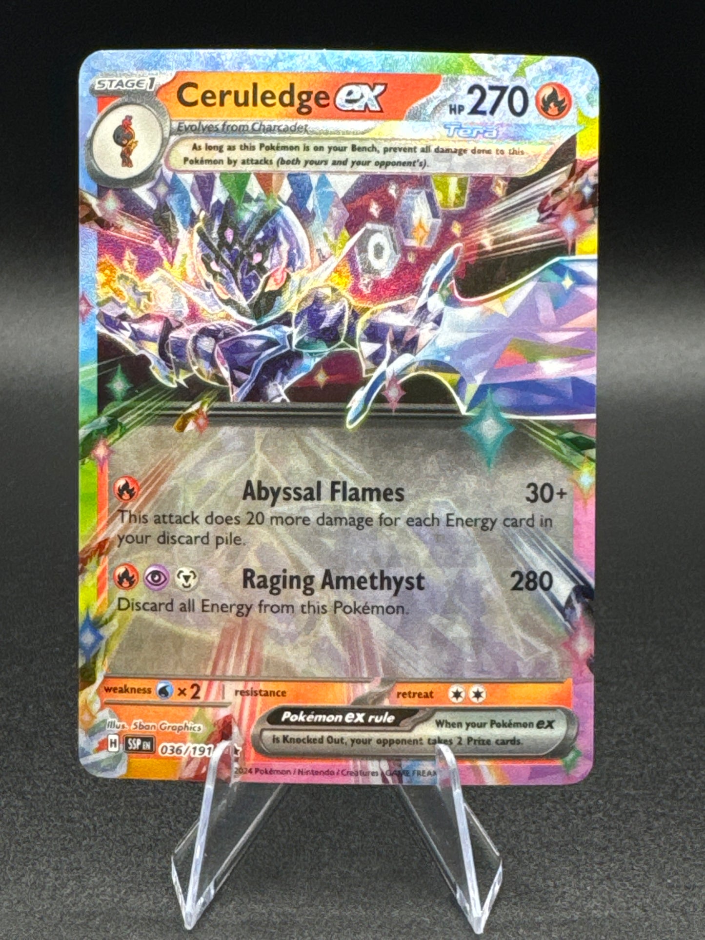 Pokemon TCG Ceruledge ex 036/191 2024 Surging Sparks Double Rare Card - NM/M
