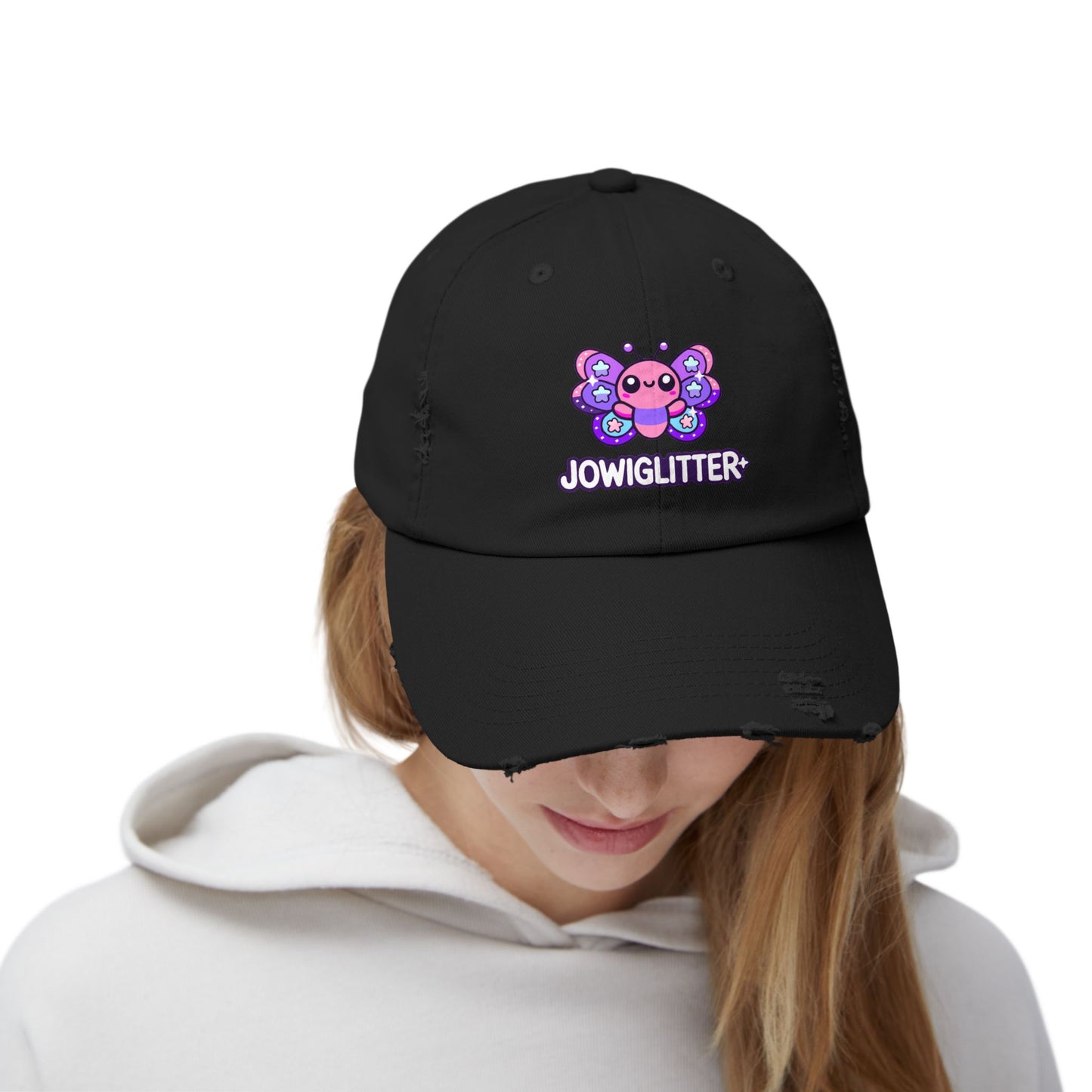 Jowiglitter Unisex Distressed Cap - Fun & Playful GlitterBug Design