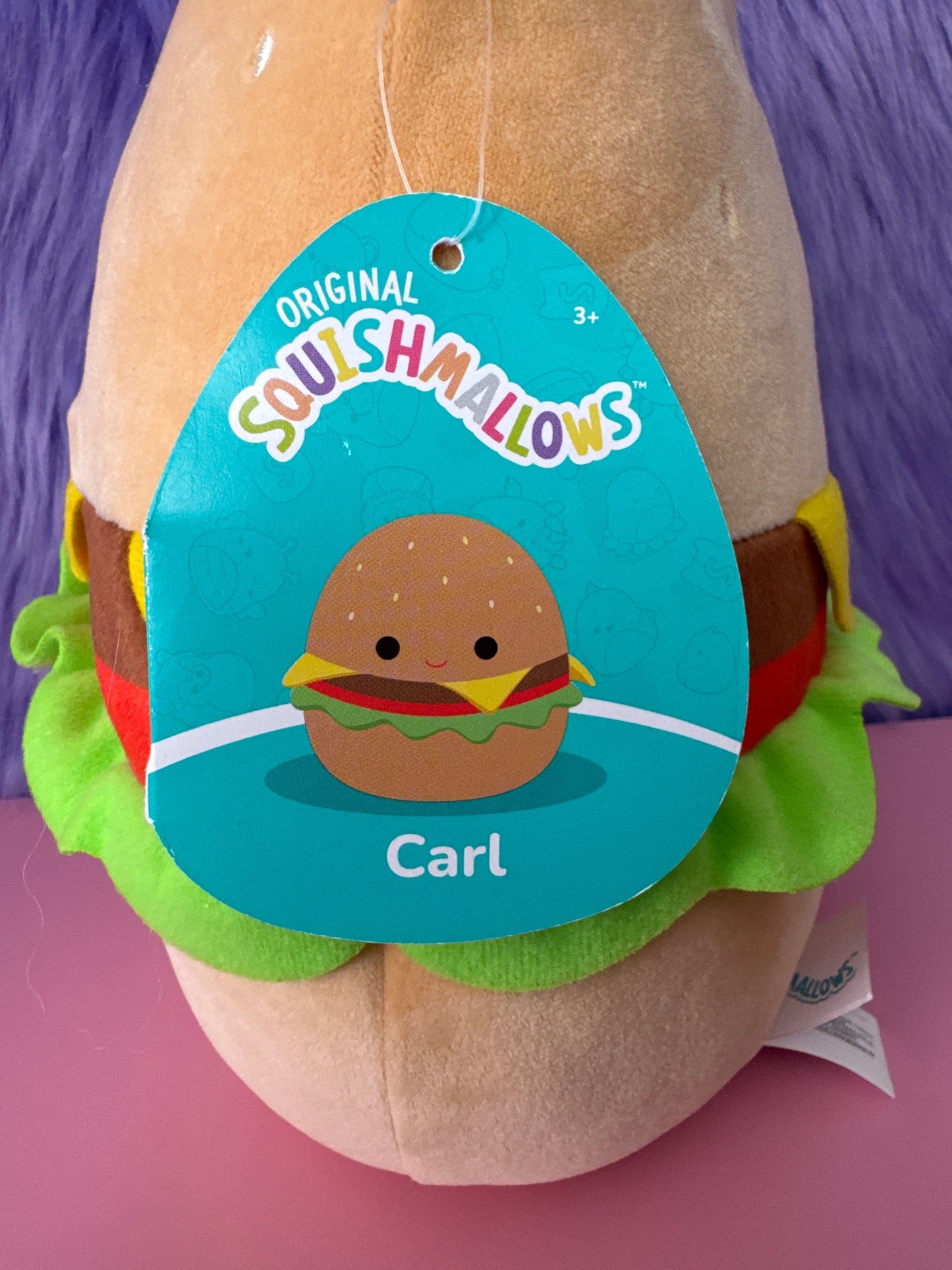 Squishmallow Kellytoy 8” plush CARL Cheeseburger Burger Food Toy NWT