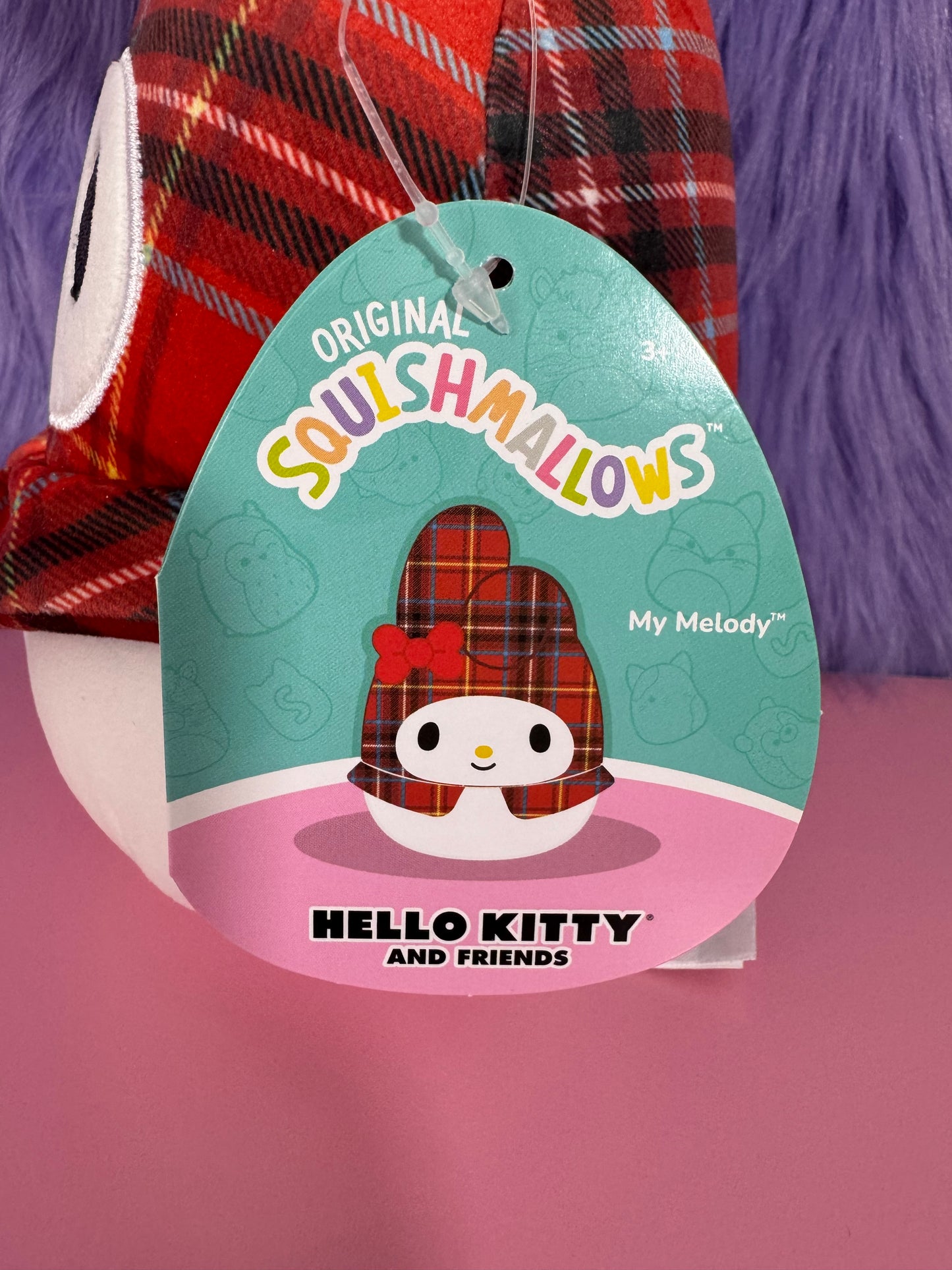 Sanrio x Squishmallows RARE My Melody 6.5” Hello Kitty Plaid 2023 NWT