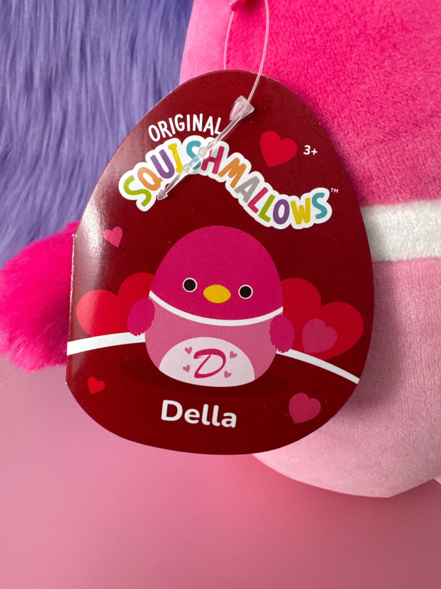 NWT Squishmallows 8” DELLA Duck 2023 Pink D Monogram Valentine Soft Plush Toy