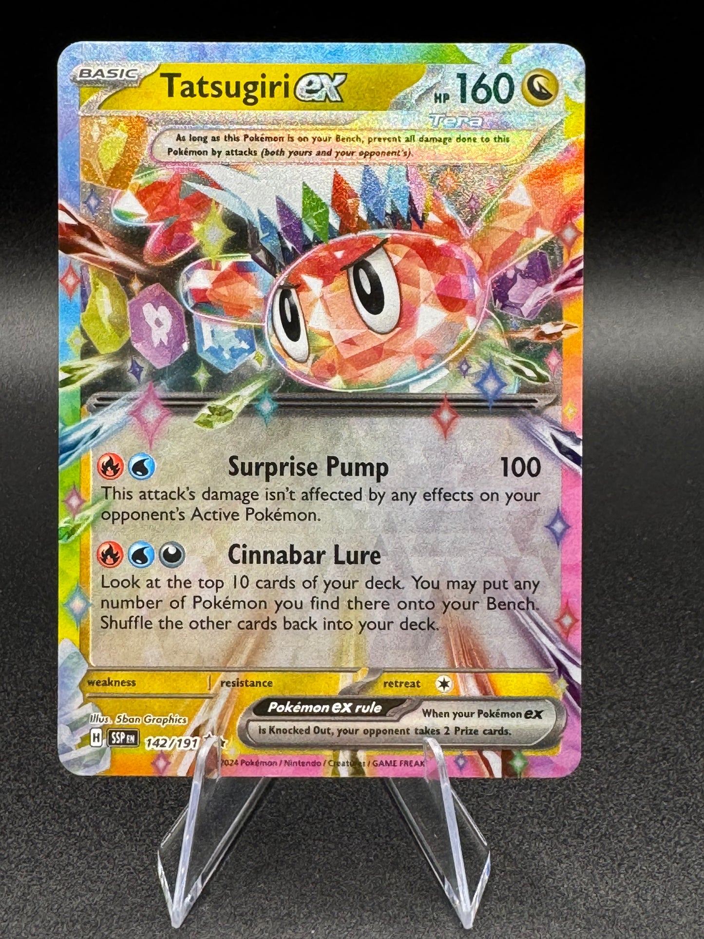 Tatsugiri ex 142/191 Double Rare Pokemon SV08: Surging Sparks Holo NM/M - Single