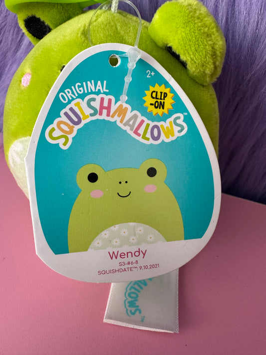 Squishmallows Wendy The Frog Flower Belly Clip On 3.5" NWT