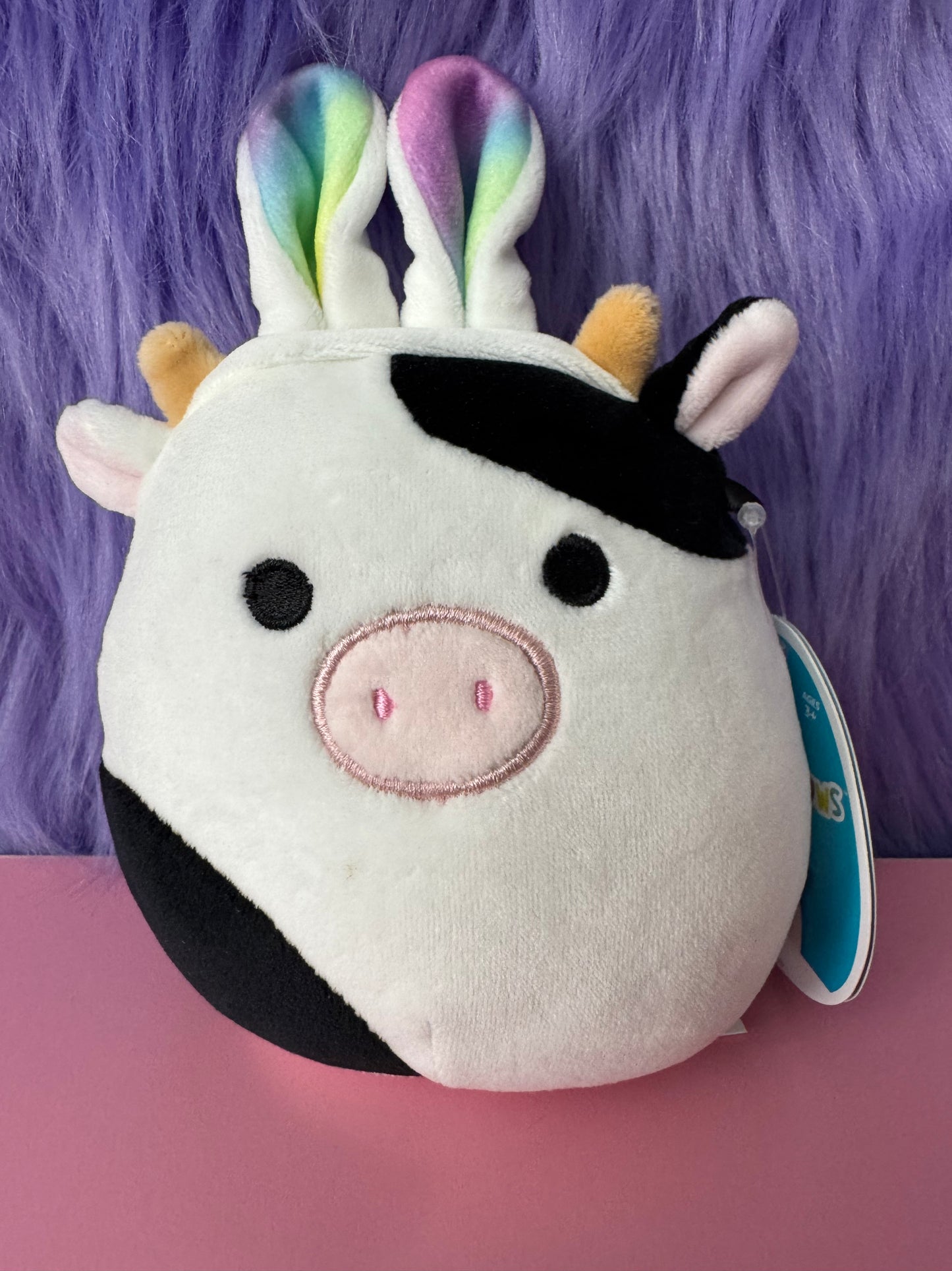 NWT Squishmallows 5” Connor the Cow With Bunny Ears Spring Easter 2022 NWT