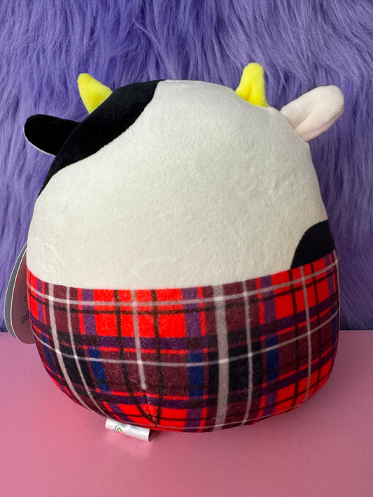 New Squishmallows CONNOR Cow Plaid Flannel Red Shirt Fall Harvest 8”Plush NWT