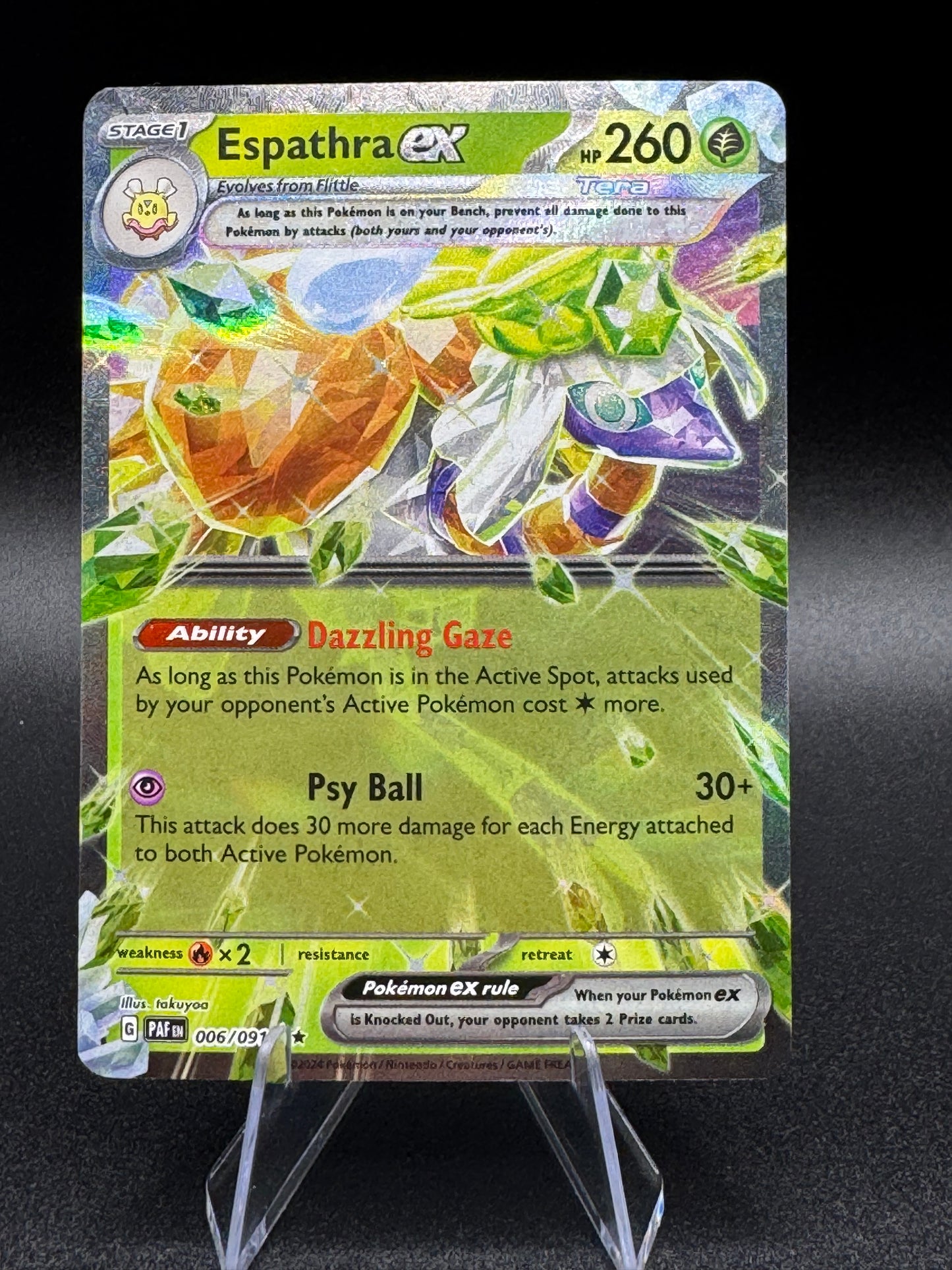Espathra ex 006/091 Paldean Fates Double Rare Pokemon Card NEAR MINT NM