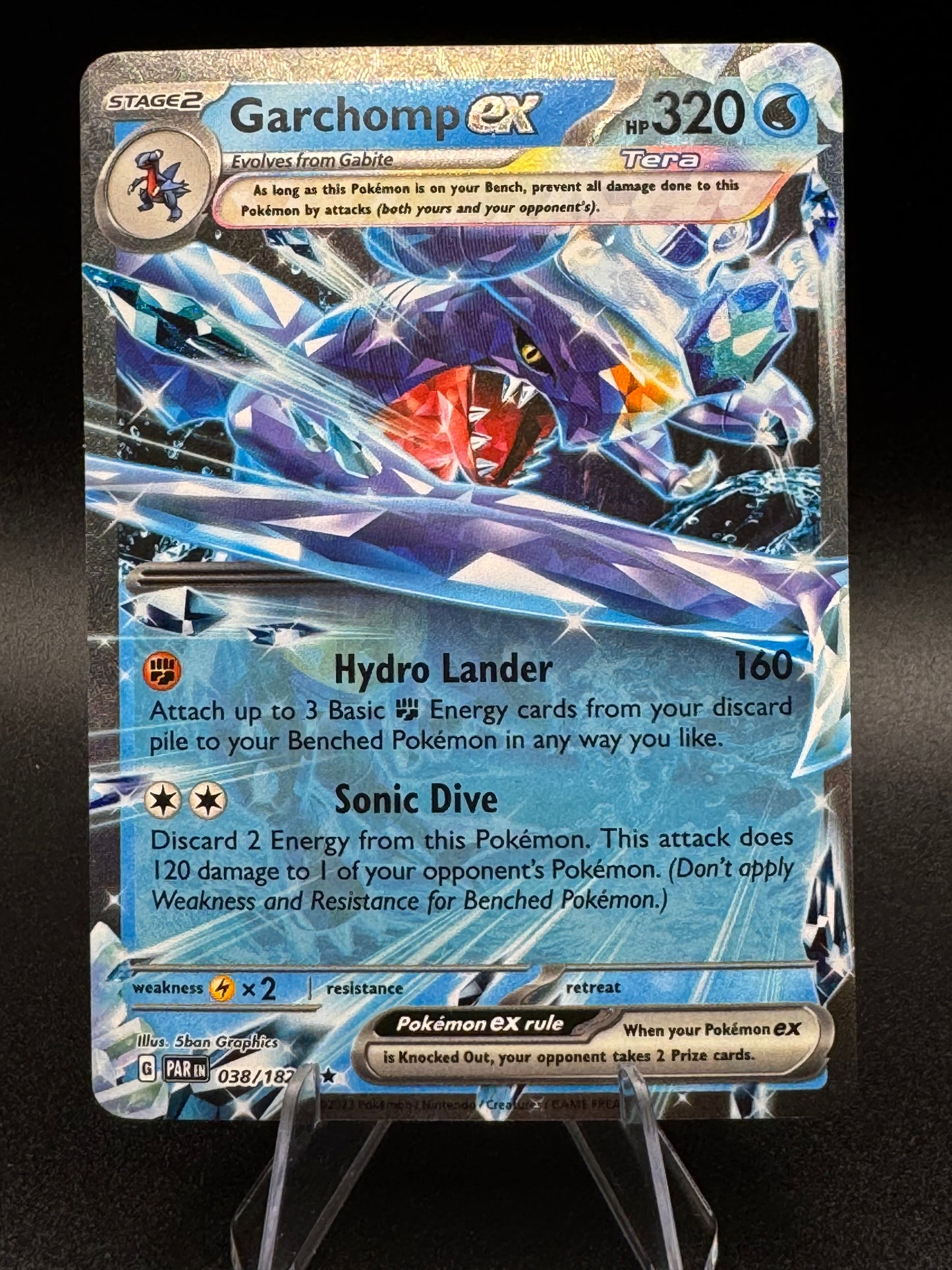 Garchomp ex 038/182 S&V Paradox Rift Double Rare Tera Holo Pokémon TCG 2023 NM