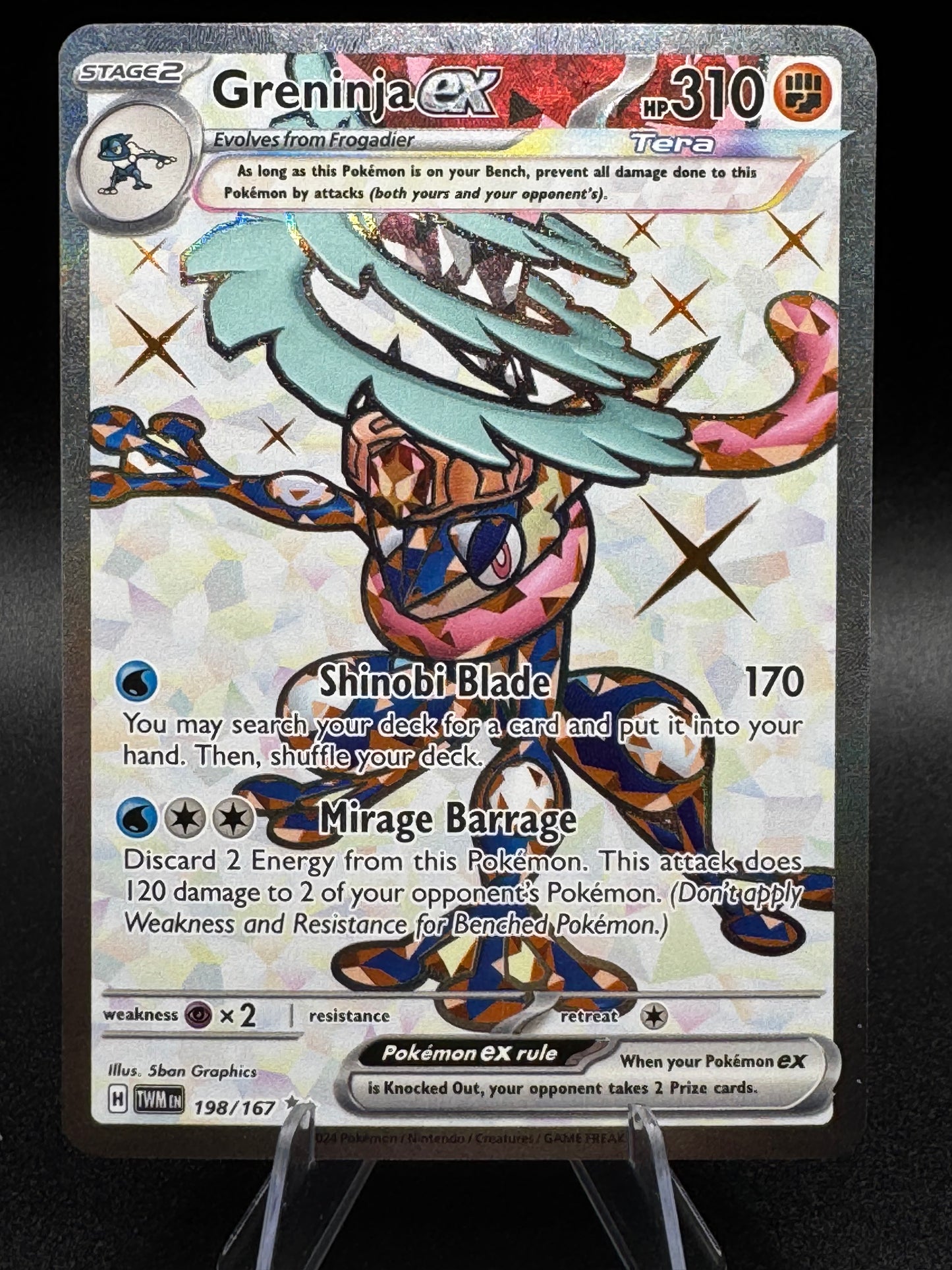 Pokémon TCG Greninja EX Twilight Masquerade Holo Ultra Rare Full Art 198/167 NM - Single