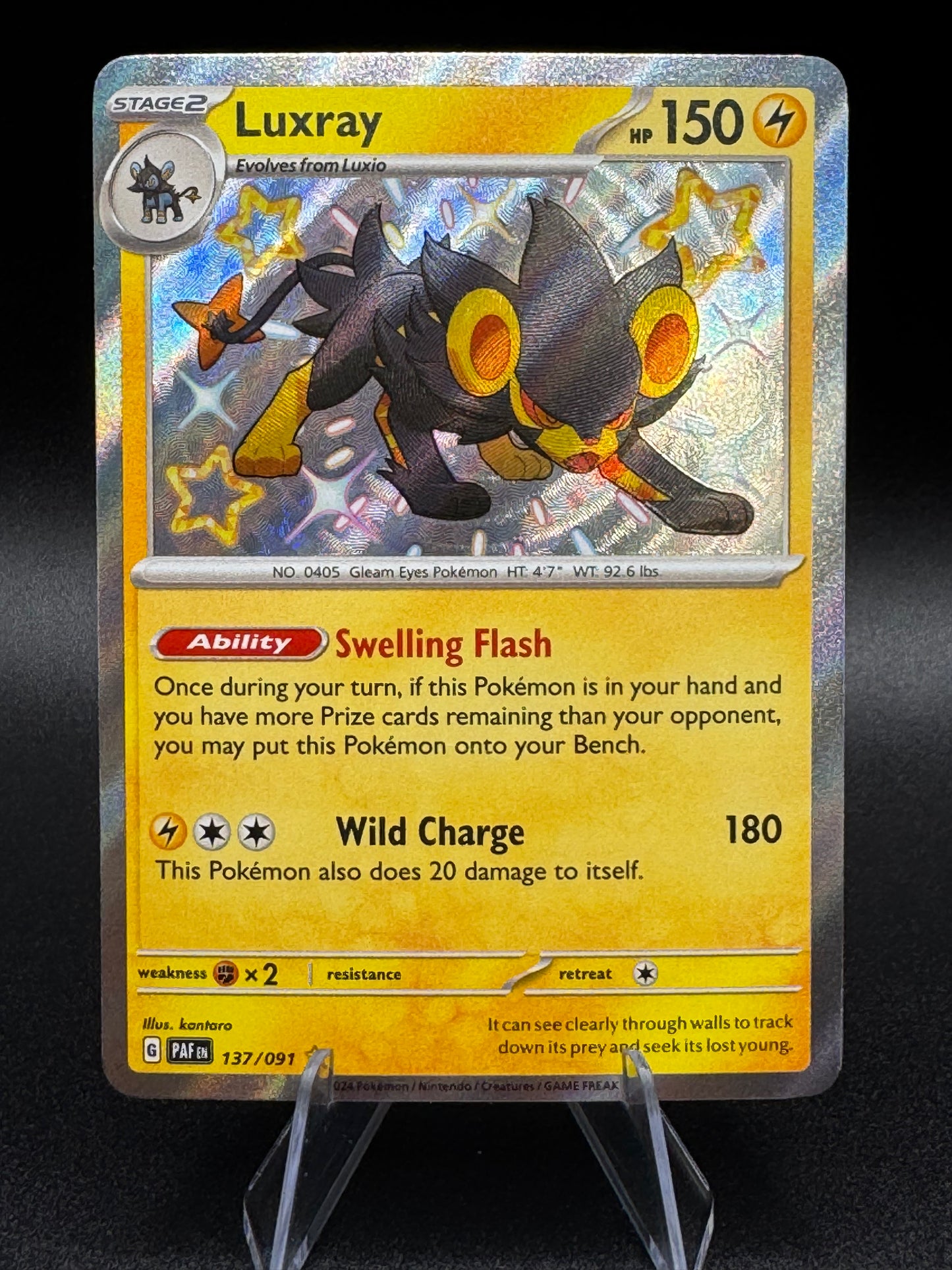 Luxray 137/091 Pokémon Paldean Fates Baby Shiny Holo Near Mint - Single