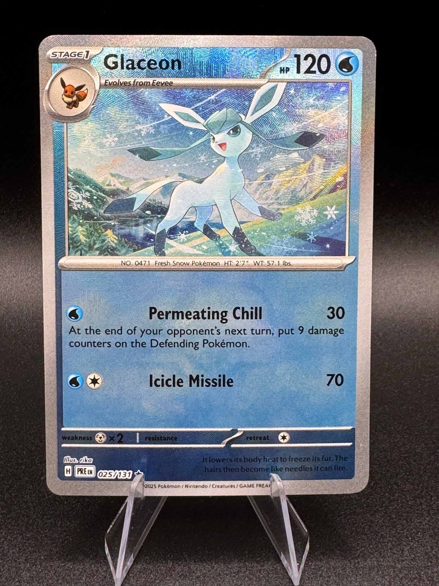 NM 💎 Glaceon (Master Ball Pattern) 025/131 Prismatic Evolutions Holo - Single