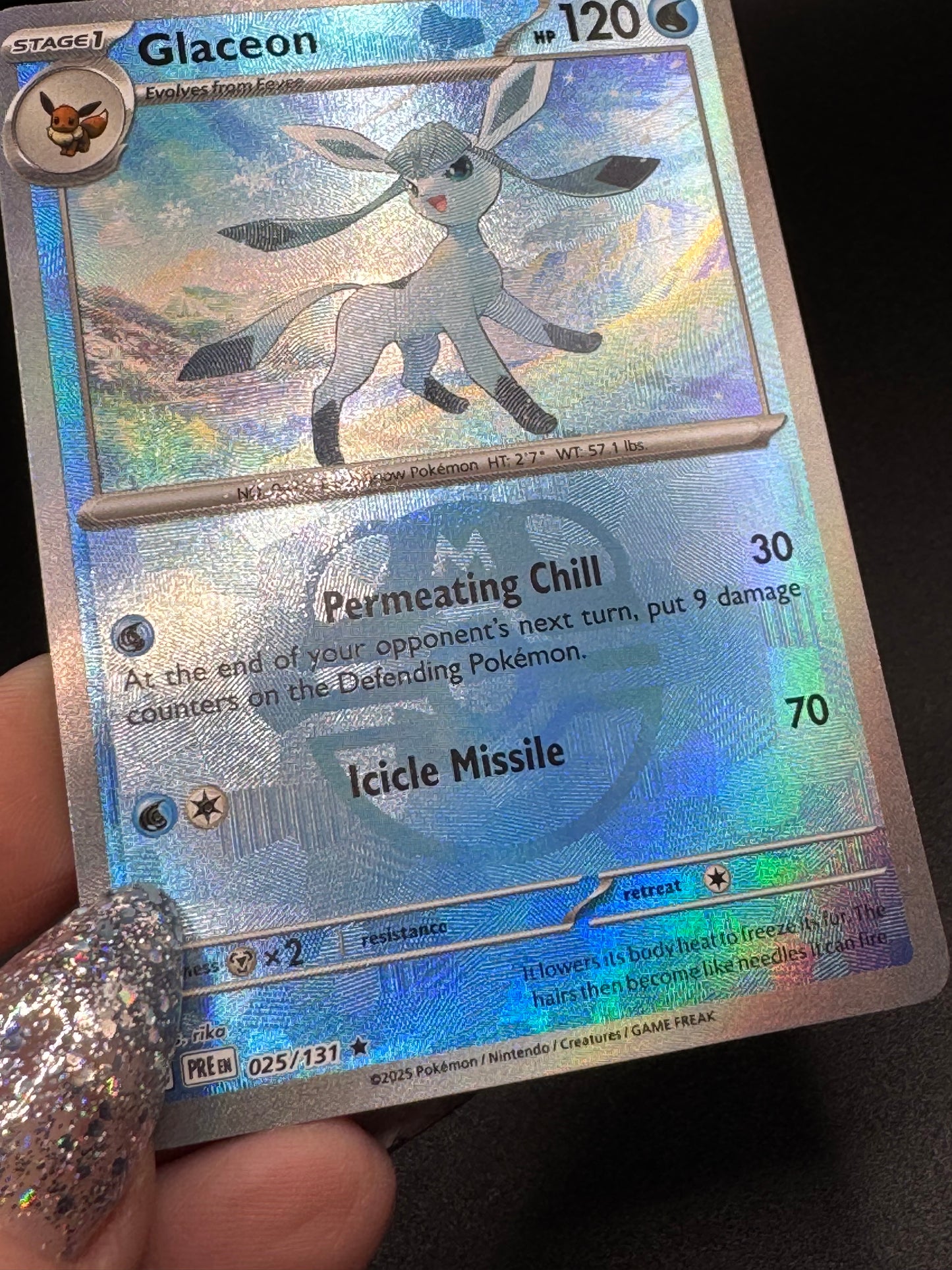 NM 💎 Glaceon (Master Ball Pattern) 025/131 Prismatic Evolutions Holo - Single