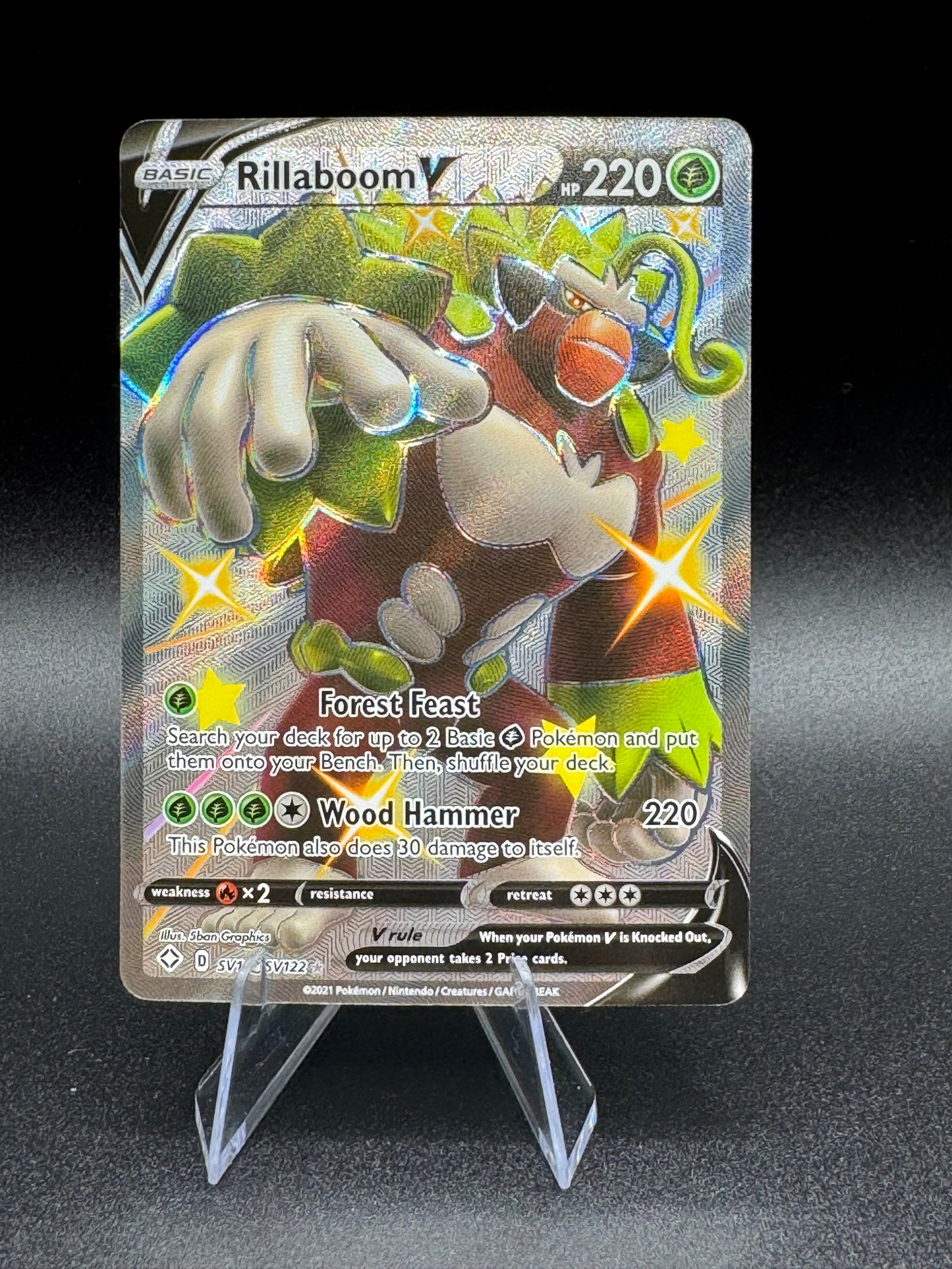 Rillaboom V SV105/SV122 -Shining Fates Shiny Ultra Rare Holo Pokemon TCG - NM - Single