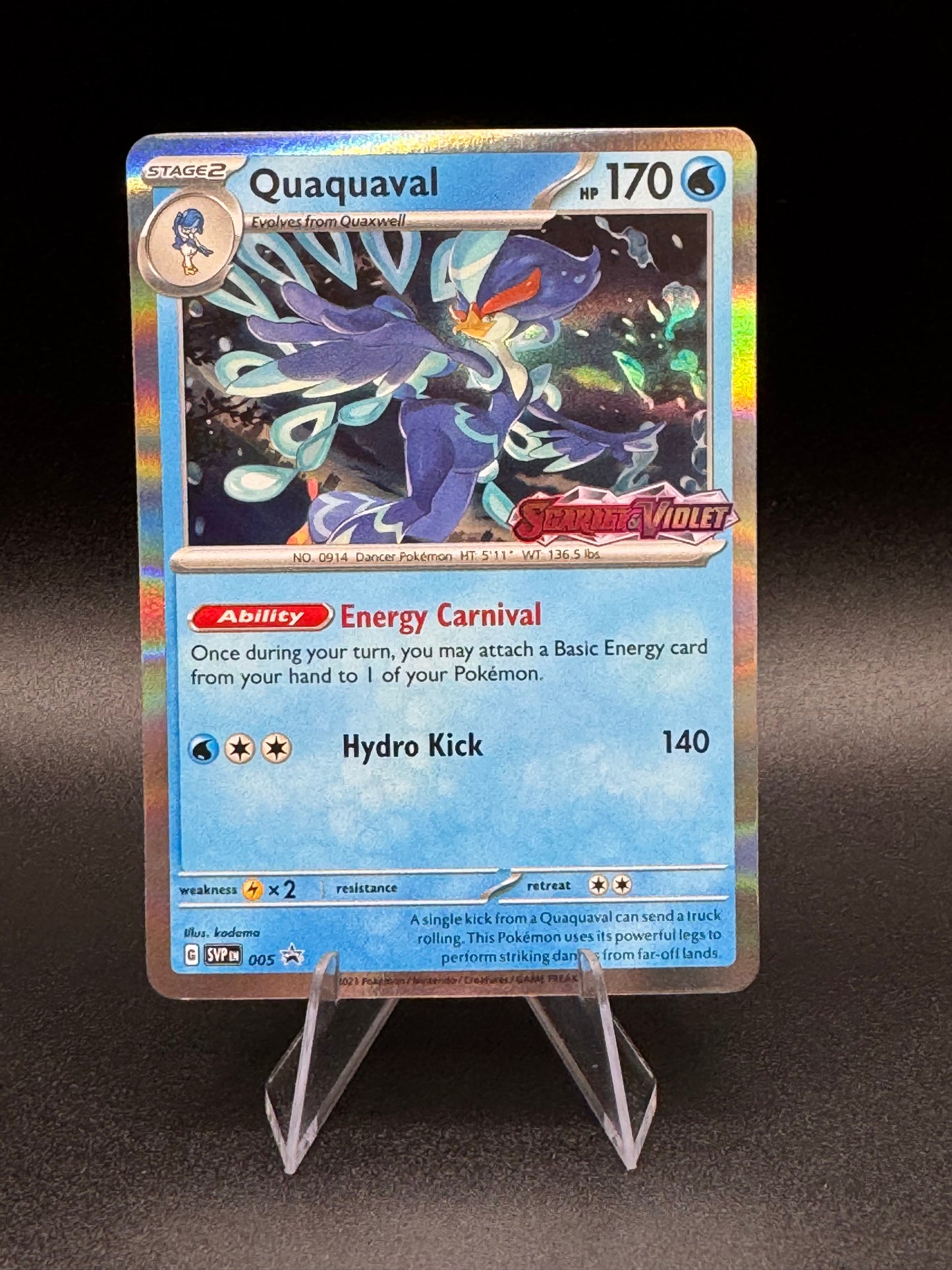 Pokemon Quaquaval 005 SVP Black Star Promo Scarlet Violet Holo Stamped NM - Single