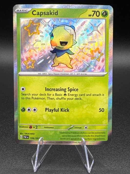 Capsakid 106/091, Baby Shiny, Paldean Fates, Pokémon TCG, NM/MINT