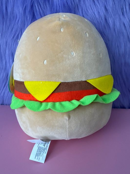 Squishmallow Kellytoy 8” plush CARL Cheeseburger Burger Food Toy NWT