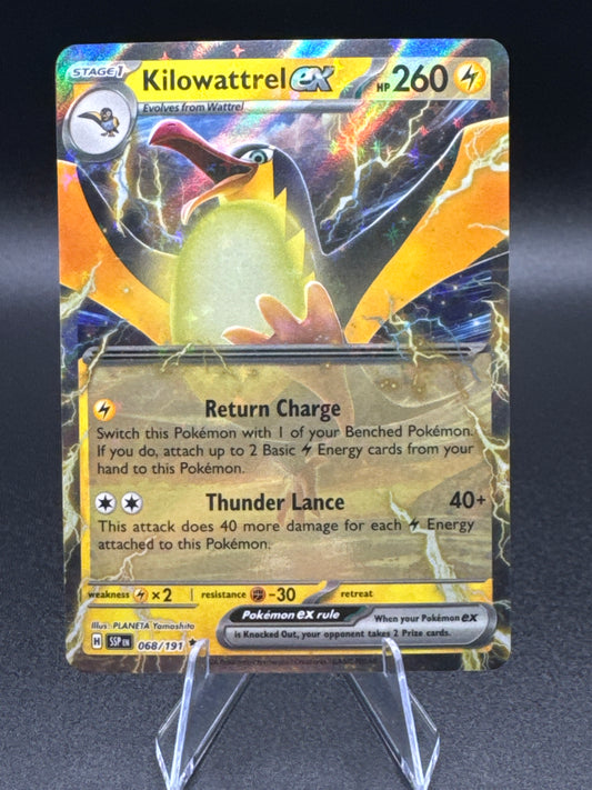 Pokemon TCG Kilowattrel ex 068/191 2024 Surging Sparks Double Rare Card - NM