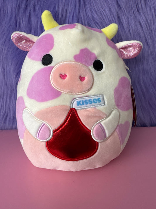 NWT 8" Evangelica the Strawberry Milk Cow Hershey's Kisses Squishmallow Plush
