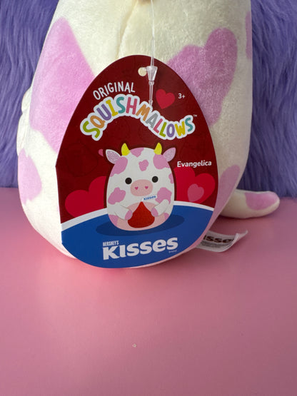 NWT 8" Evangelica the Strawberry Milk Cow Hershey's Kisses Squishmallow Plush