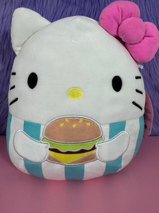 Squishmallow Hello Kitty Soft Plush Toy  Holding Cheese Burger Sanrio 10” NWT