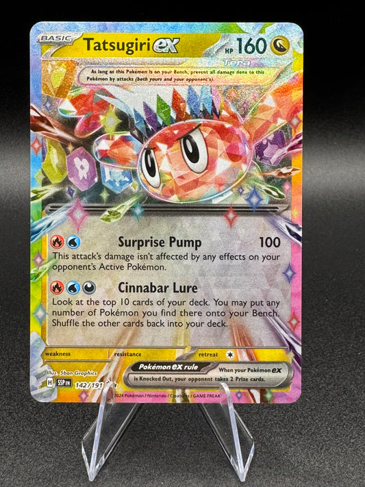 Tatsugiri ex 142/191 Double Rare Pokemon SV08: Surging Sparks Holo NM/M - Single