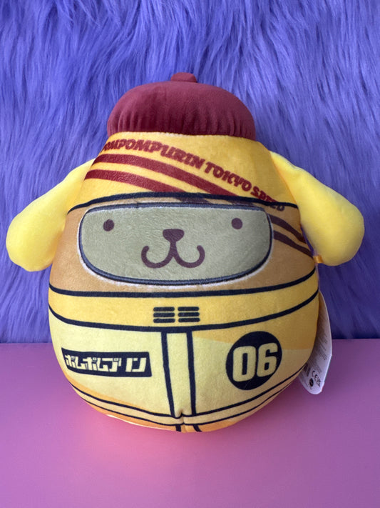 Squishmallow Kellytoy Hello Kitty Sanrio:Tokyo Racer Pompompurin 8" Inch NWT NEW