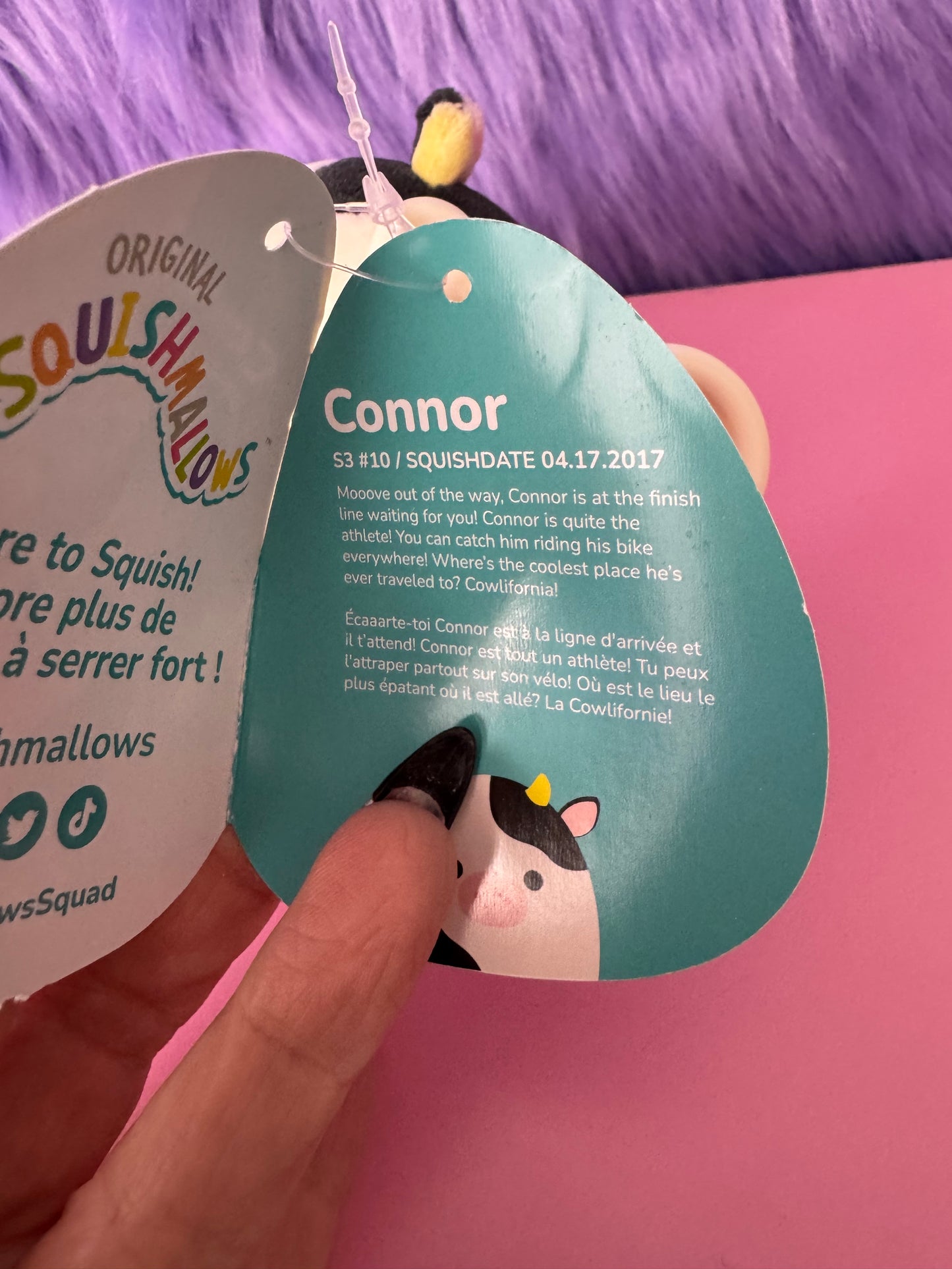 NWT Squishmallow Cow Clip CONNOR 3.5 Inch Soft Plush New NWT
