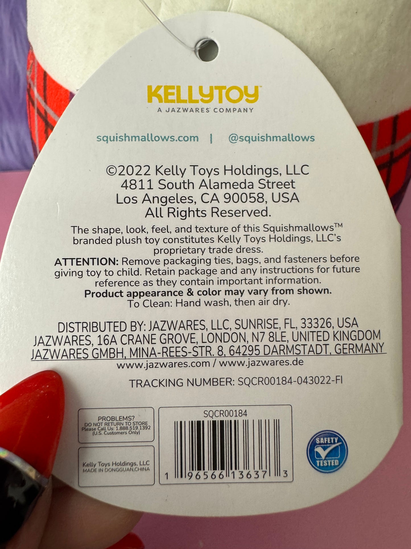 New Squishmallows CONNOR Cow Plaid Flannel Red Shirt Fall Harvest 8”Plush NWT