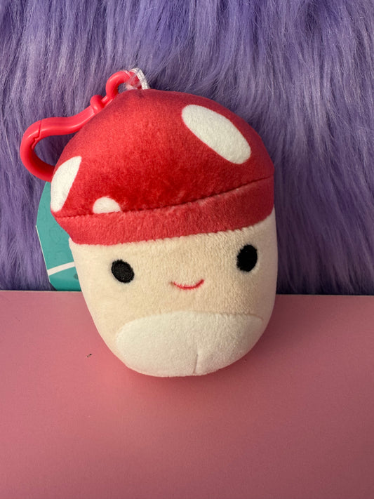 NEW NWT Squishmallow Mushroom Clip Malcolm 3” 3.5 Inch Soft Plush Keychain NWT