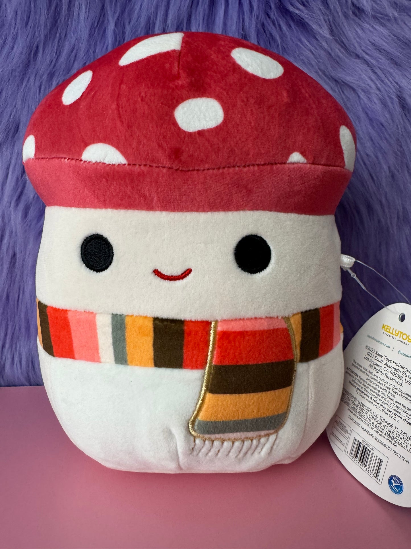 Squishmallows Harvest Squad Malcolm the Mushroom With Autumn Fall Scarf 7" NWT