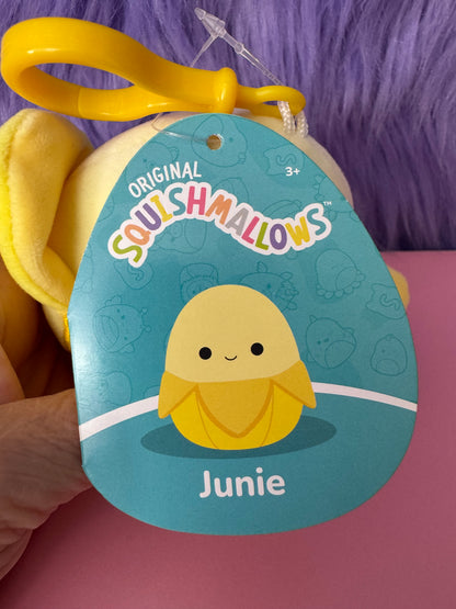 Squishmallow Clip Junie the Banana | 3.5 inch | Keyring | Keychain | Clip BNWT