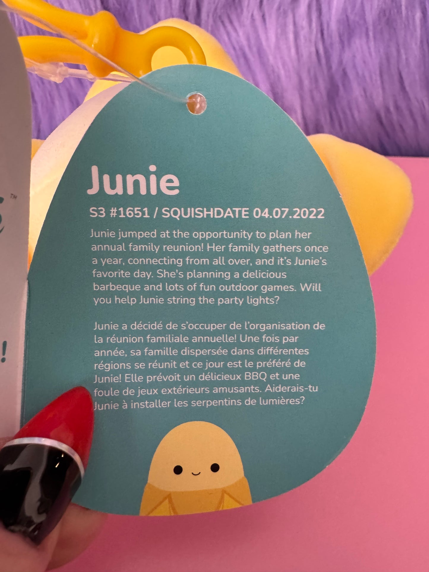 Squishmallow Clip Junie the Banana | 3.5 inch | Keyring | Keychain | Clip BNWT