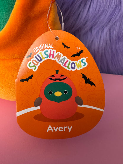 Squishmallows Kellytoy Halloween Plush 5” Avery the Duck in Pumpkin Costume NWT