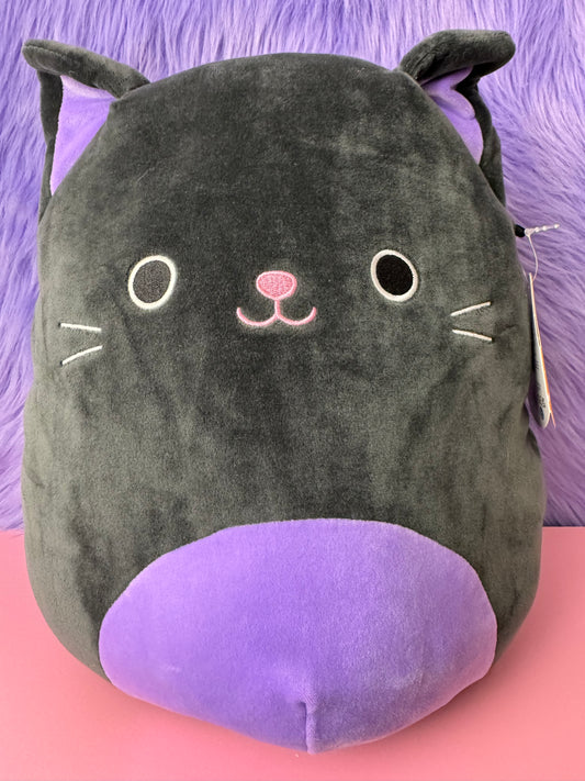 Squishmallow Autumn Cat Plush 12" Kelly Toy Black and Purple Halloween NWT