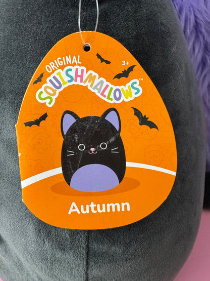 Squishmallow Autumn Cat Plush 12" Kelly Toy Black and Purple Halloween NWT