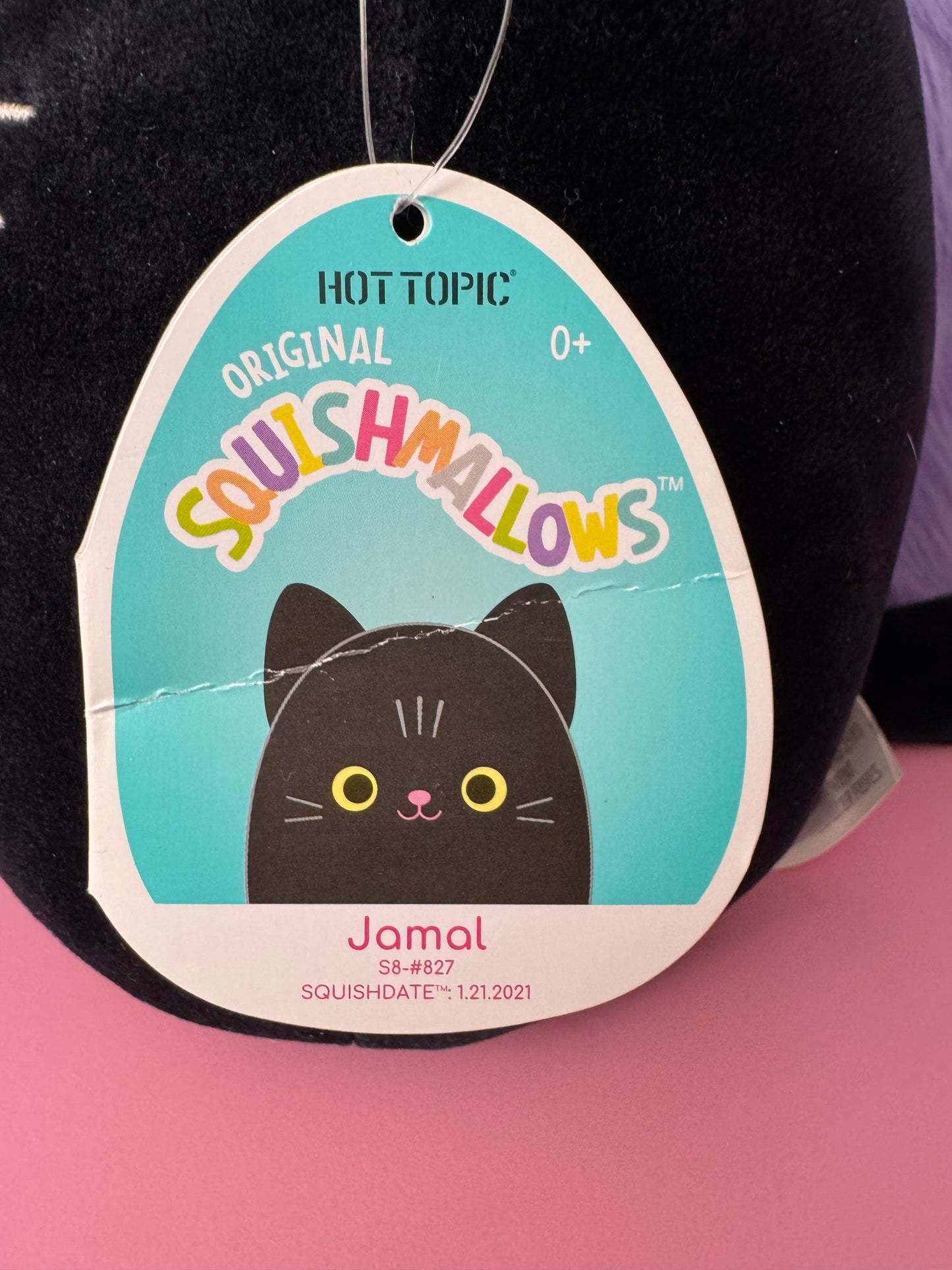 Squishmallows Jamal 8" Black Cat Plush Toy Hot Topic New NWT Yellow Eyes NWT