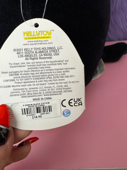Squishmallows Jamal 8" Black Cat Plush Toy Hot Topic New NWT Yellow Eyes NWT