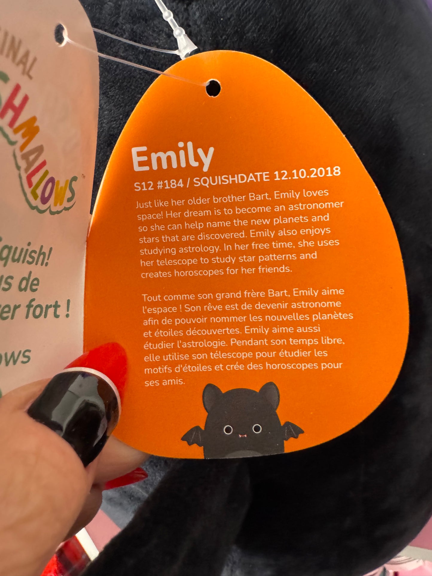 Squishmallows KellyToys 12 inch Halloween Emily the Black Bat Plush NWT