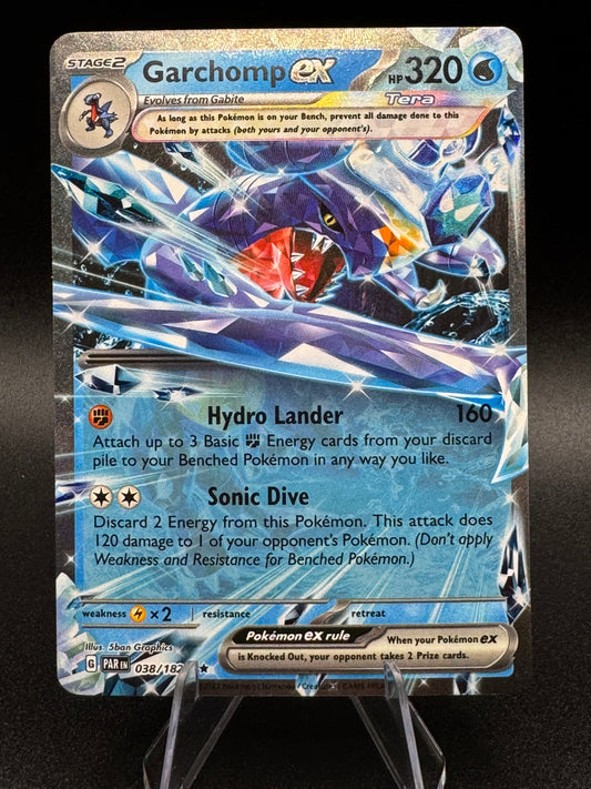 Garchomp ex 038/182 S&V Paradox Rift Double Rare Tera Holo Pokémon TCG 2023 NM