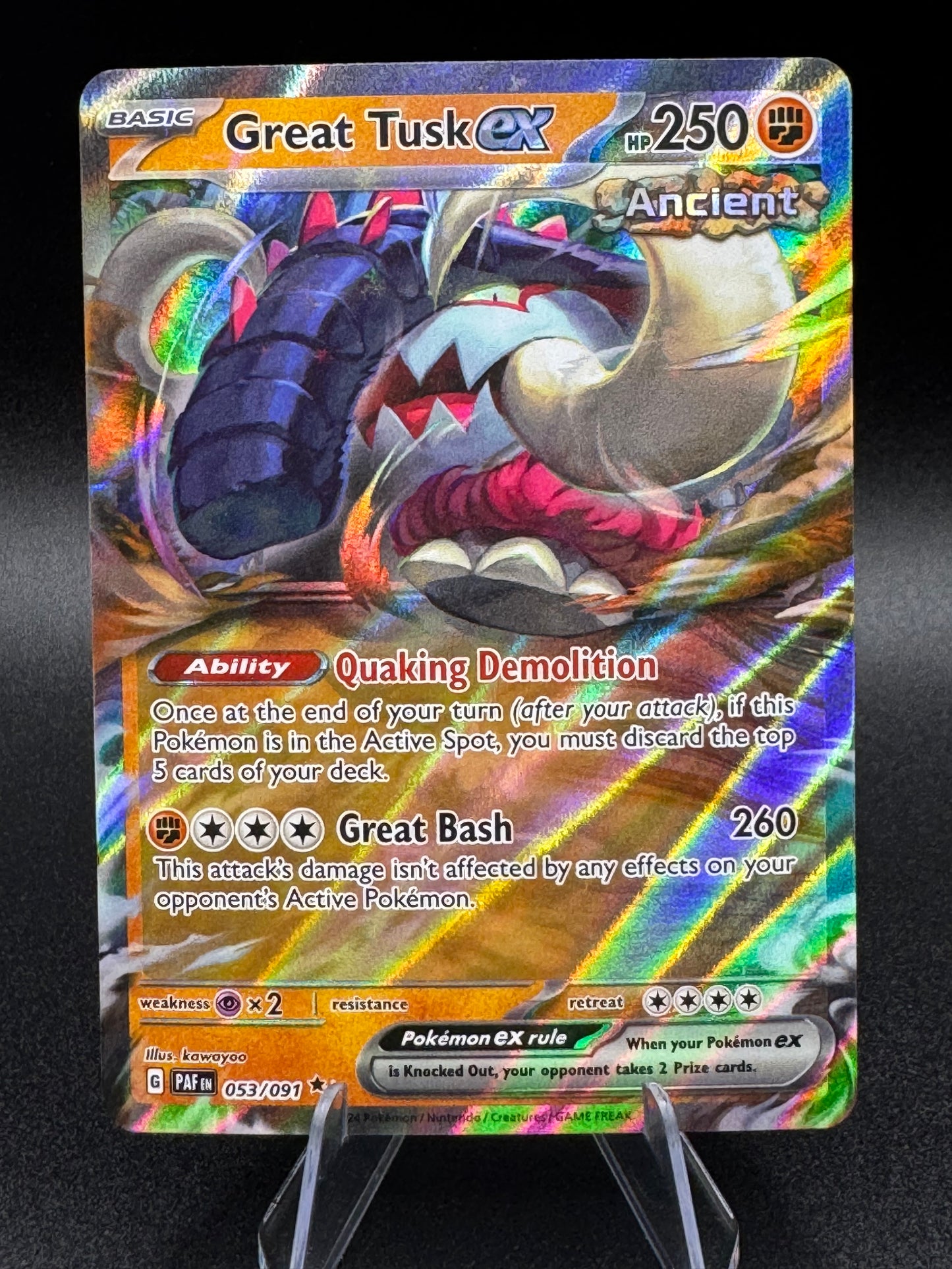 Pokémon TCG Great Tusk ex 053/091 Paldean Fates Double Rare Holo NM - Single