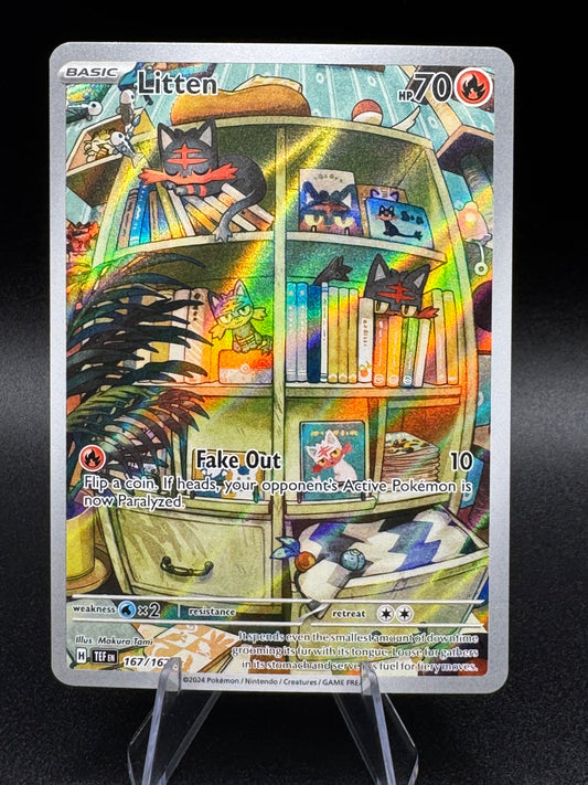 Pokemon Litten 167/162 Temporal Forces Illustration Rare Holo NM
