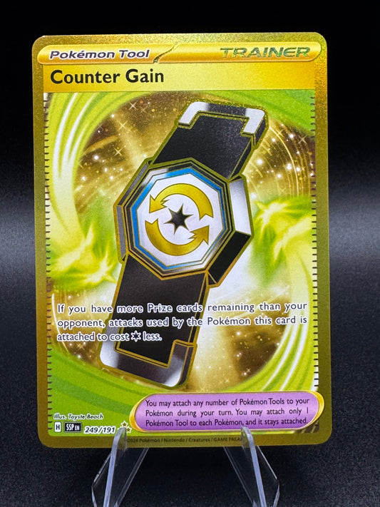 Pokemon TCG Counter Gain 249/191 Gold Secret Rare Surging Sparks Hyper Rare - Single