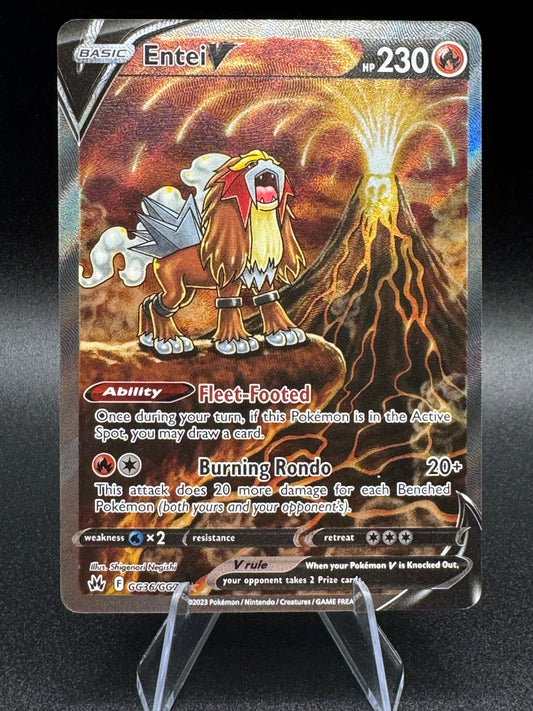 Entei V GG36/GG70 Pokémon Crown Zenith Full Art Galarian Gallery Holo NM