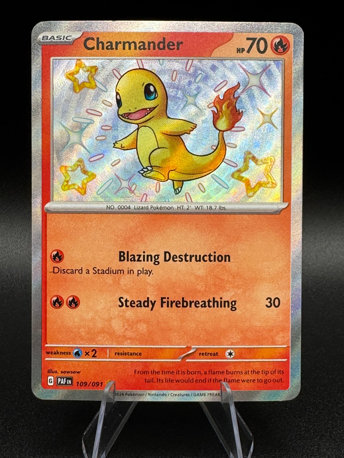 Charmander 109/091 - S&V: Paldean Fates Shiny Holo Rare - Pokémon TCG - Mint
