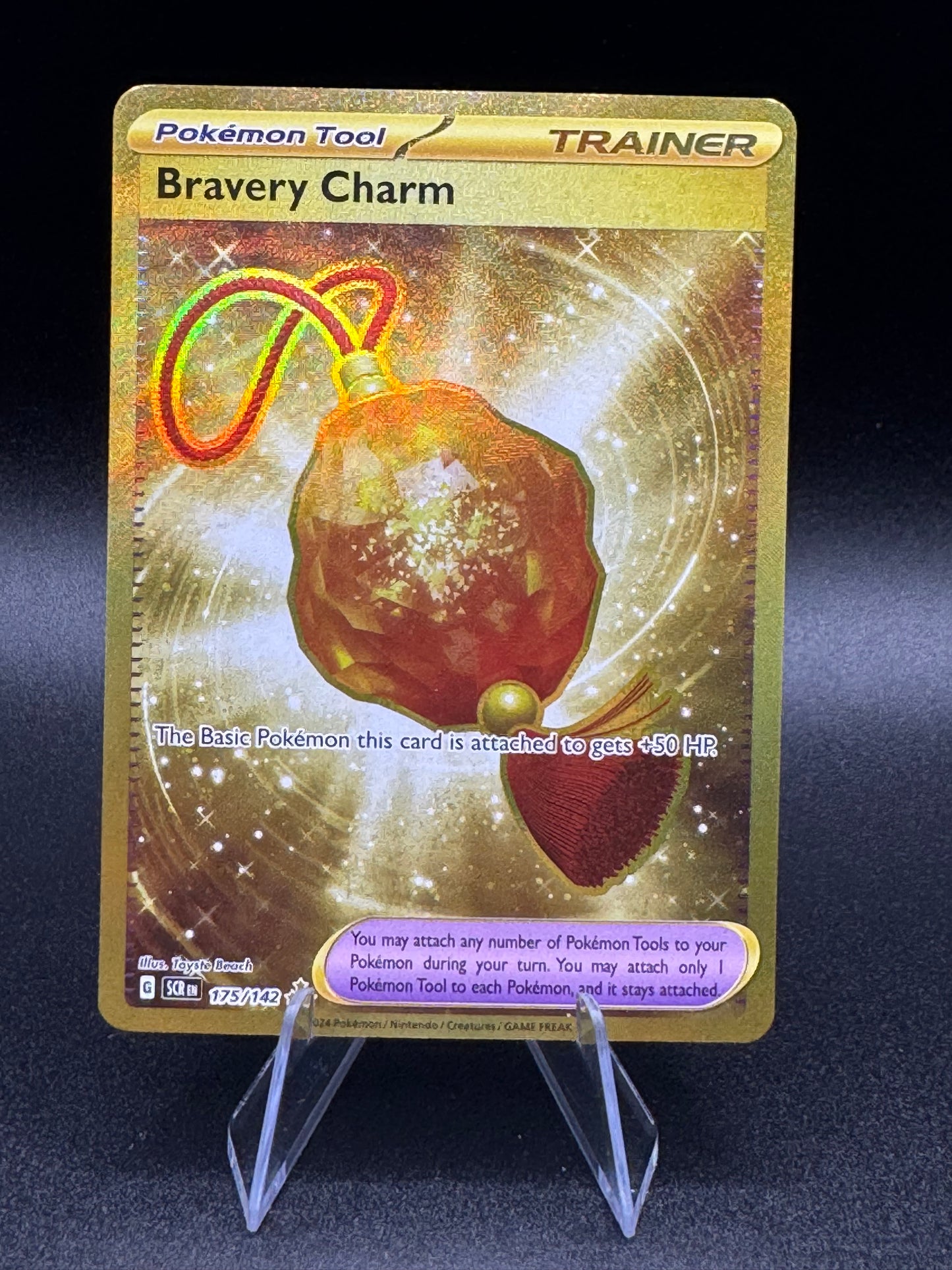 Bravery Charm 175/142 Sv07: Stellar Crown Holo Pokemon TCG Hyper Rare Near Mint - Single