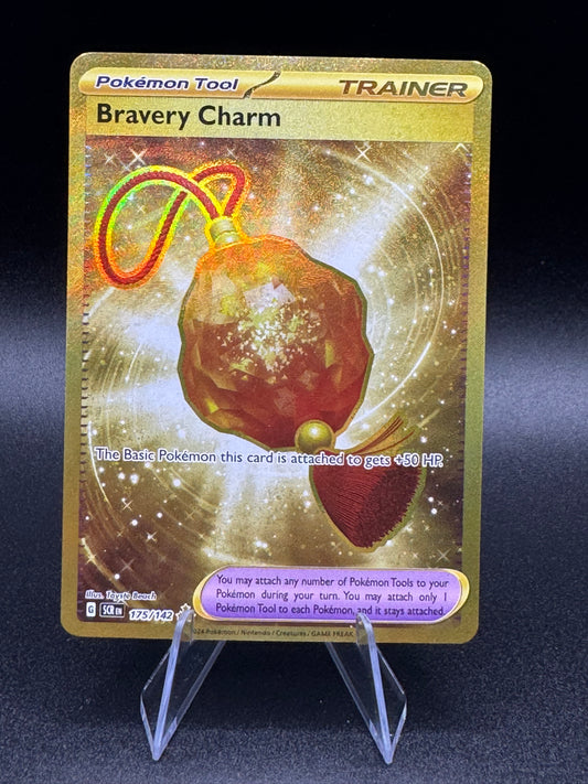 Bravery Charm 175/142 Sv07: Stellar Crown Holo Pokemon TCG Hyper Rare Near Mint - Single