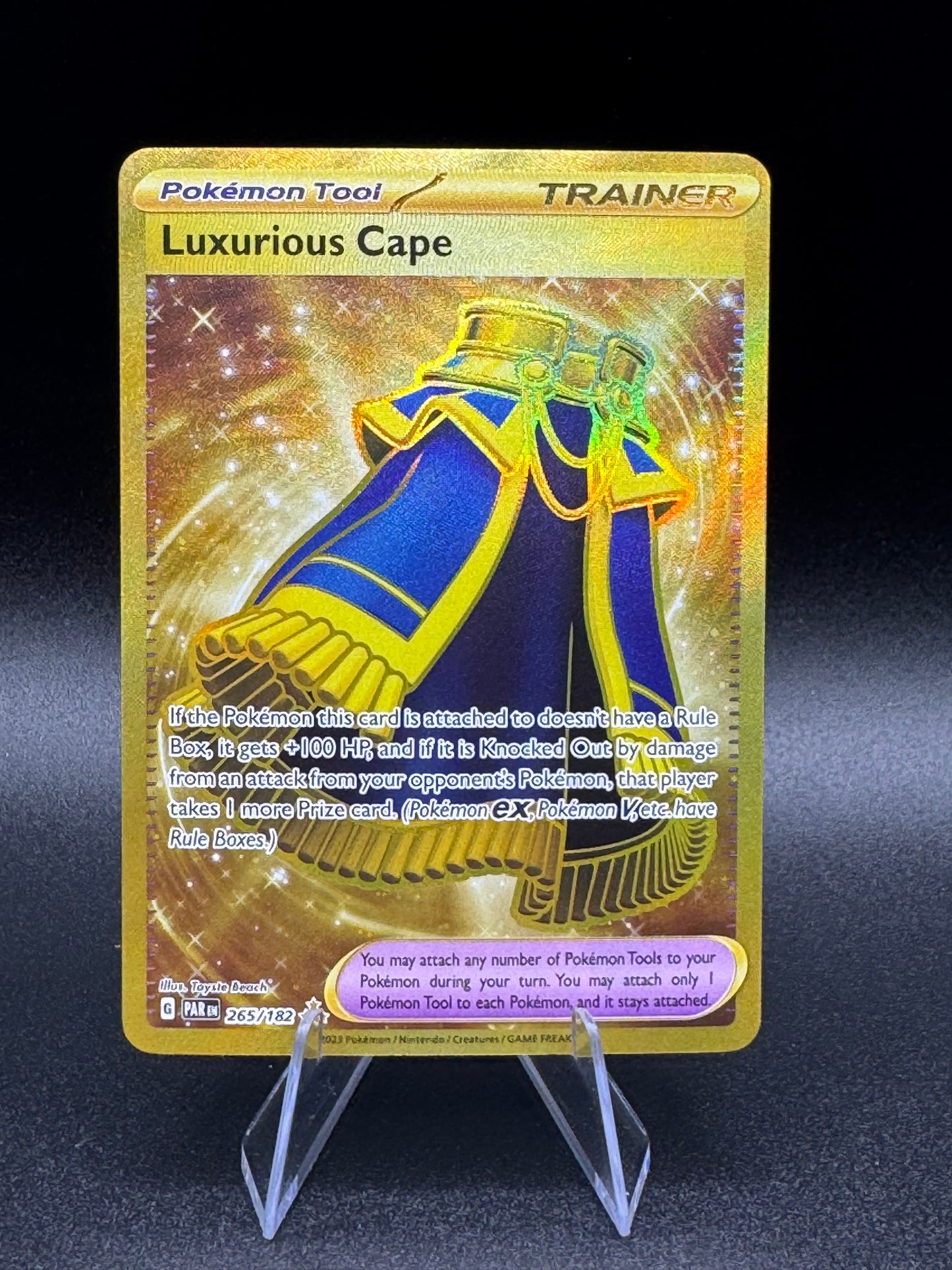 POKEMON ~ LUXURIOUS CAPE ~ 265/182 ~ PARADOX RIFT ~ GOLD HYPER RARE ~ NM - Single