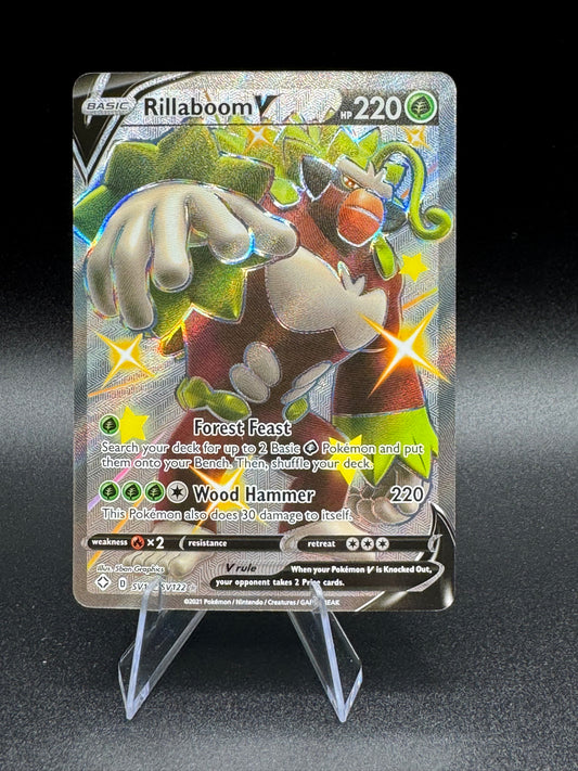 Rillaboom V SV105/SV122 -Shining Fates Shiny Ultra Rare Holo Pokemon TCG - NM - Single