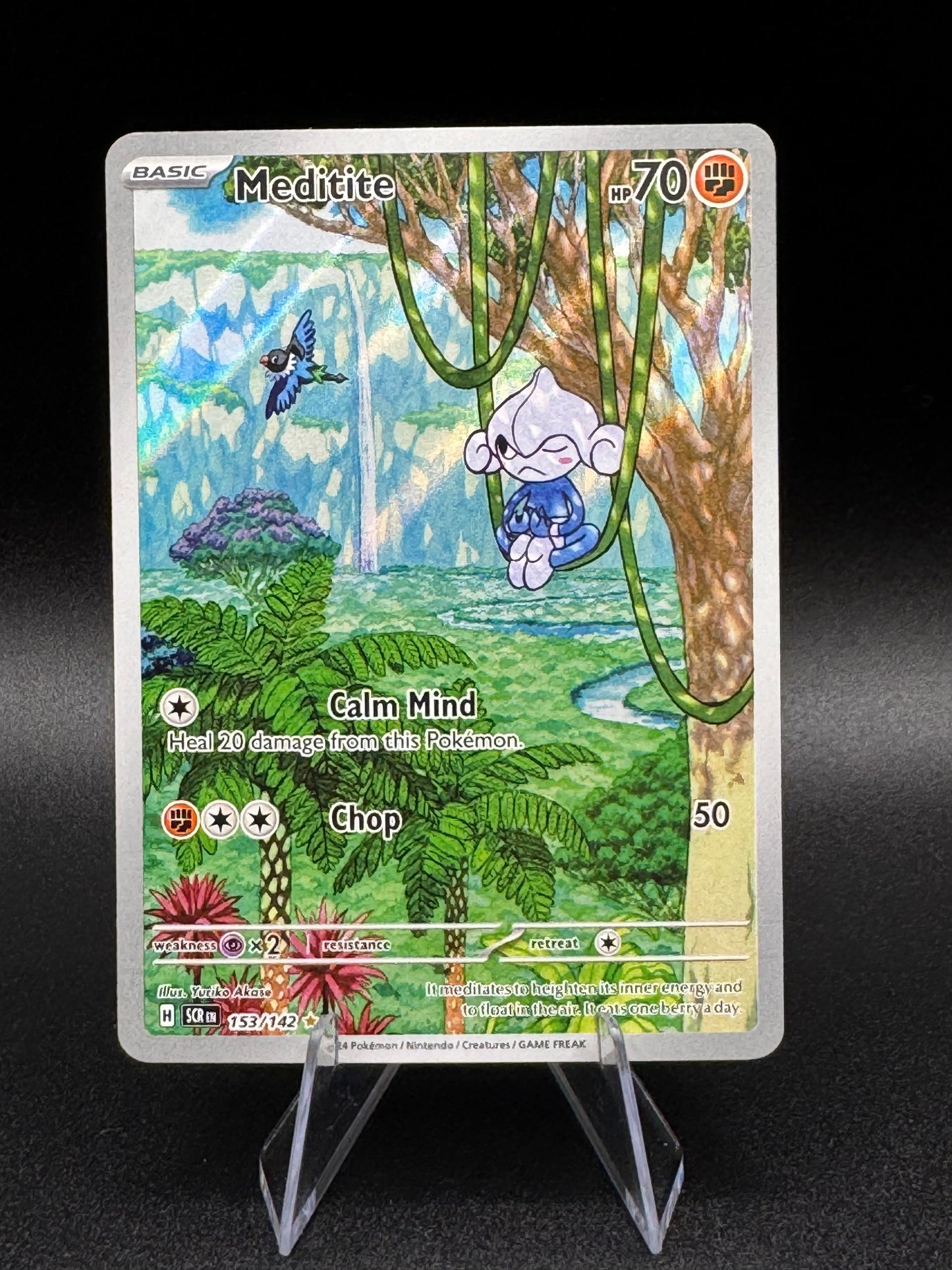 Pokémon TCG Meditite 153/142 Stellar Crown Holo Illustration Rare NM - Single