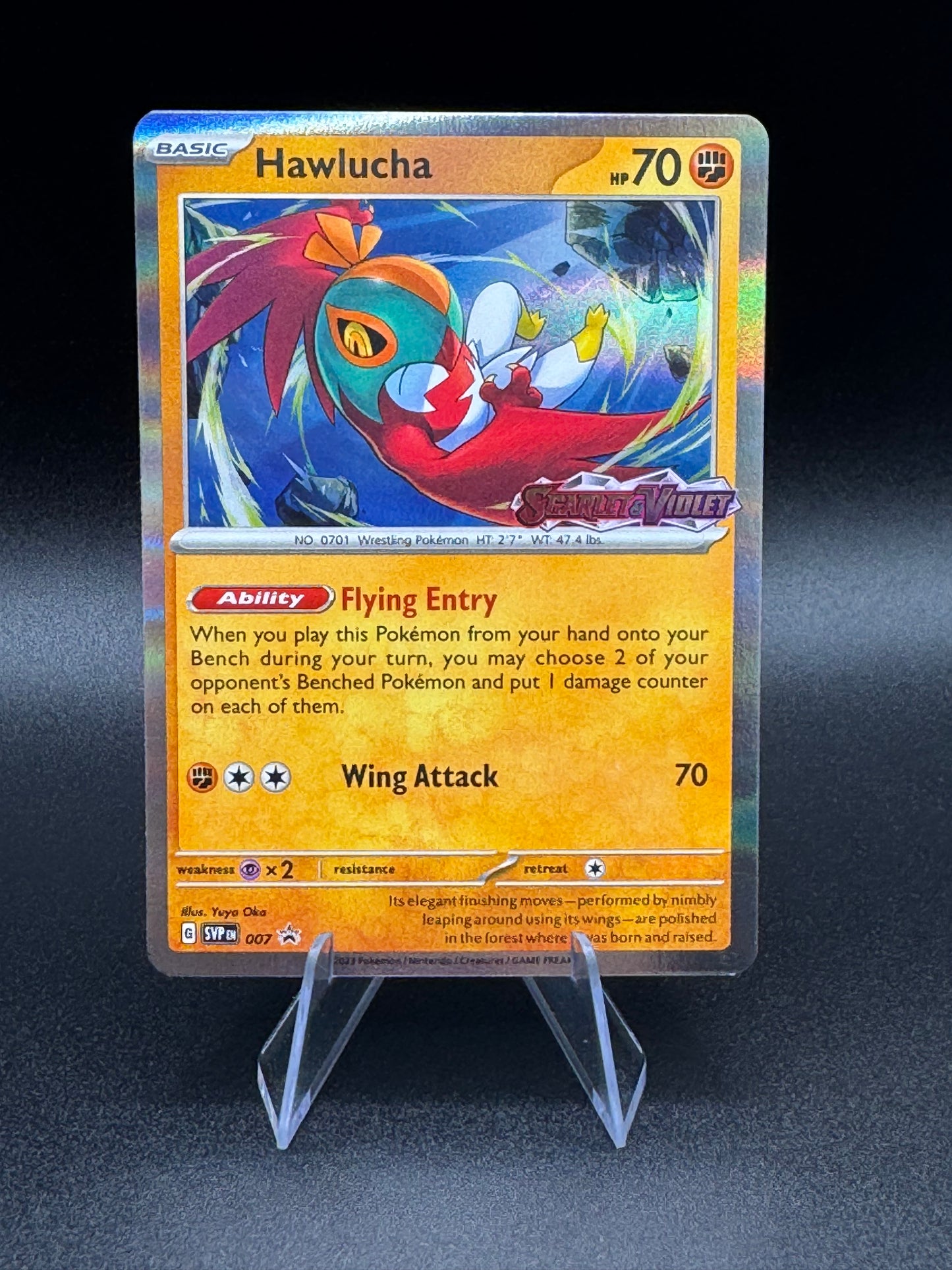 Pokemon - Hawlucha - SVP 007 Prerelease Scarlet & Violet Black Star Promo - NM/M - Single