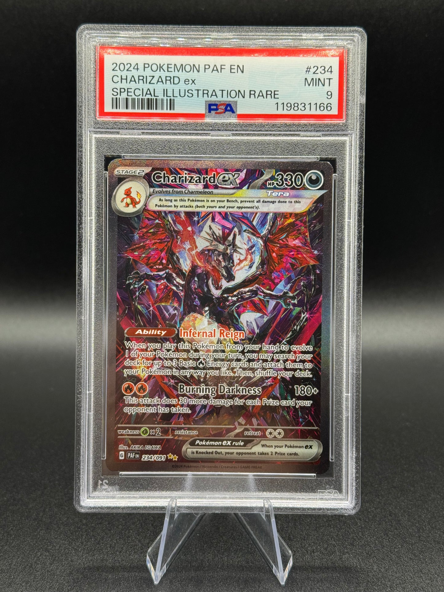 2024 Charzard EX 234/091 Special Illustration Rare Paldean Fates Mint PSA 9